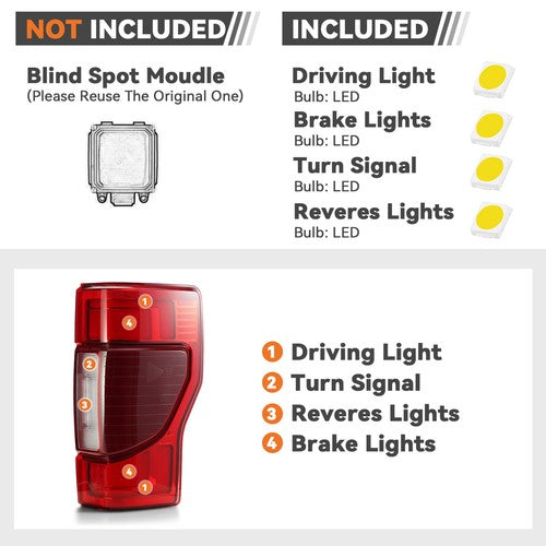 chrome LED tail light view 3 for Ford F-250 F-350 Super Duty Halogen Models (2017-2022)