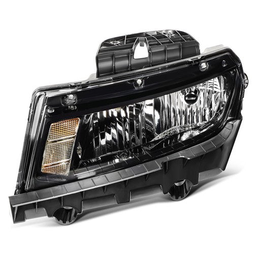 Driver side Black Halogen headlight close-up for 2014-2015 Chevrolet Camaro LS LT SS