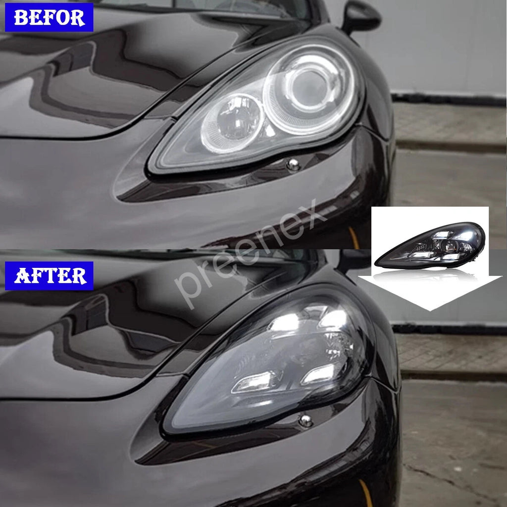Full LED headlights pair front view for 2010-2013 Porsche Panamera 970