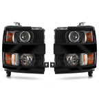Black Halogen Headlights Pair for Chevy Silverado 2500HD 3500HD (2015-2019)