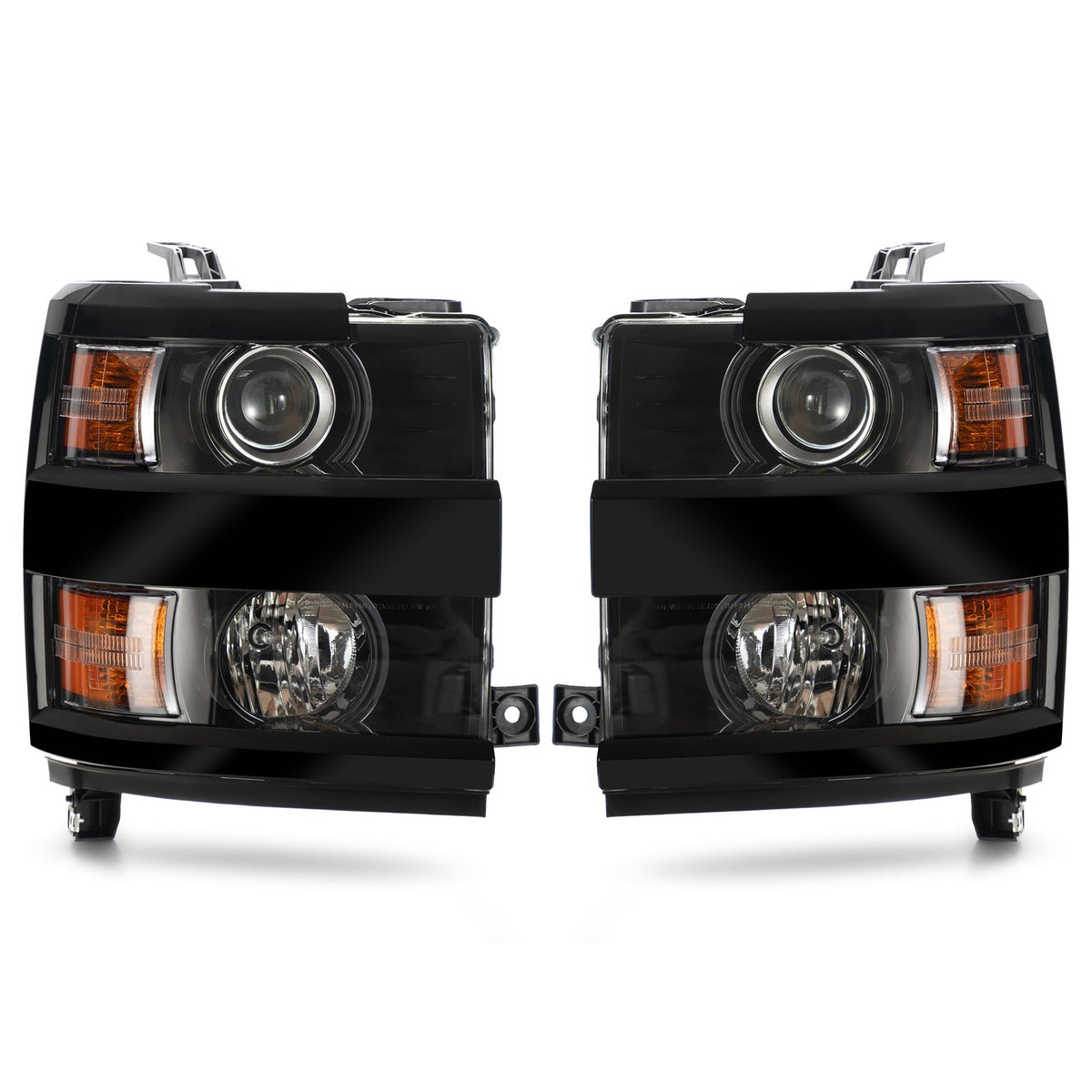 Black Halogen Headlights Pair for Chevy Silverado 2500HD 3500HD (2015-2019)