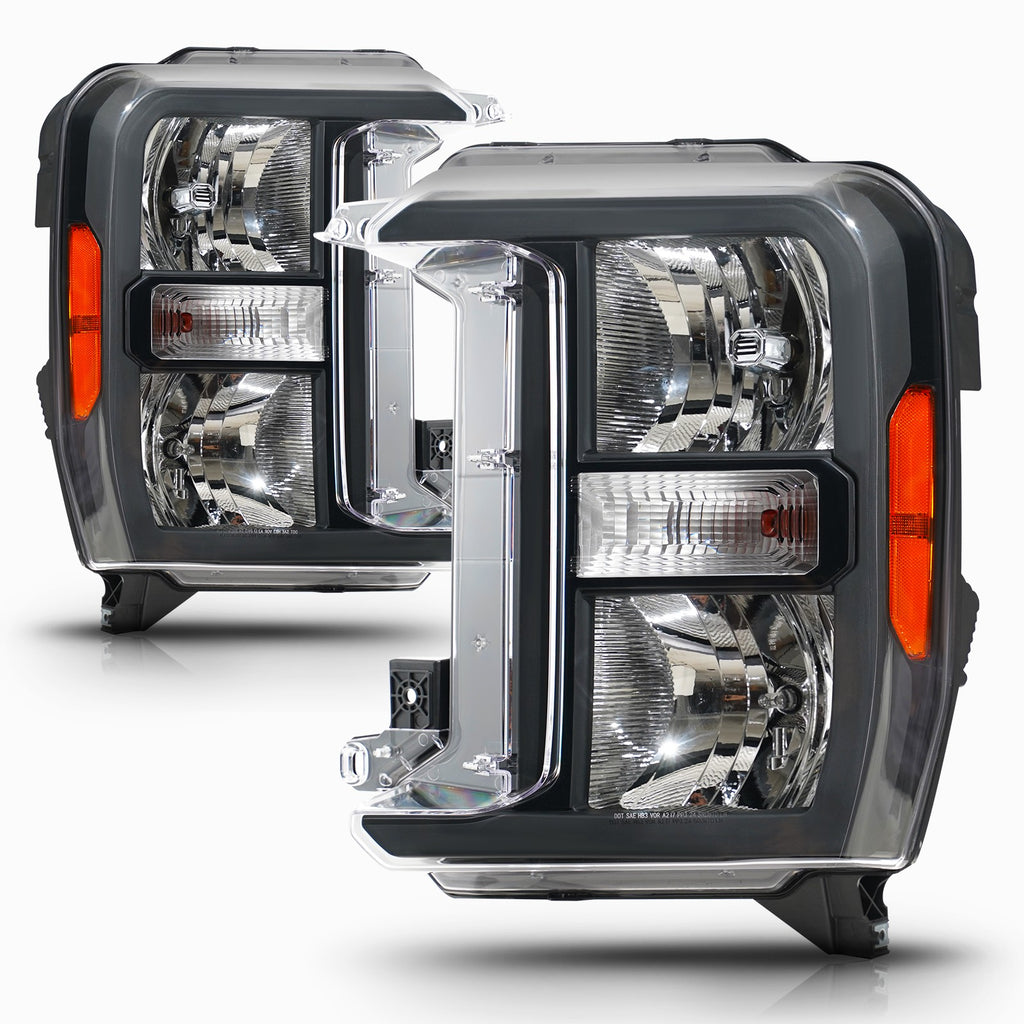 Black Halogen Headlights Pair for Ford F-250 F-350 Super Duty (2023-2026)