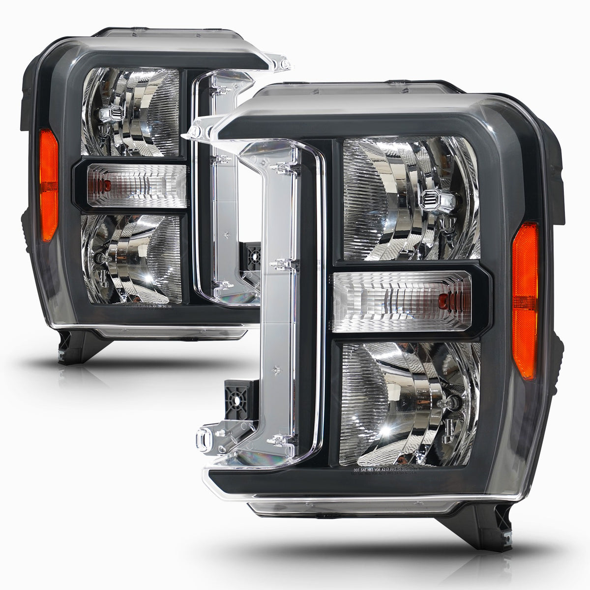 Black Halogen Headlights Pair for Ford F-250 F-350 Super Duty (2023-2026)