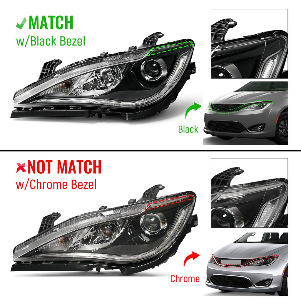 Black HID Projector headlight features and specifications for 2017-2020 Chrysler Pacifica (image 2)