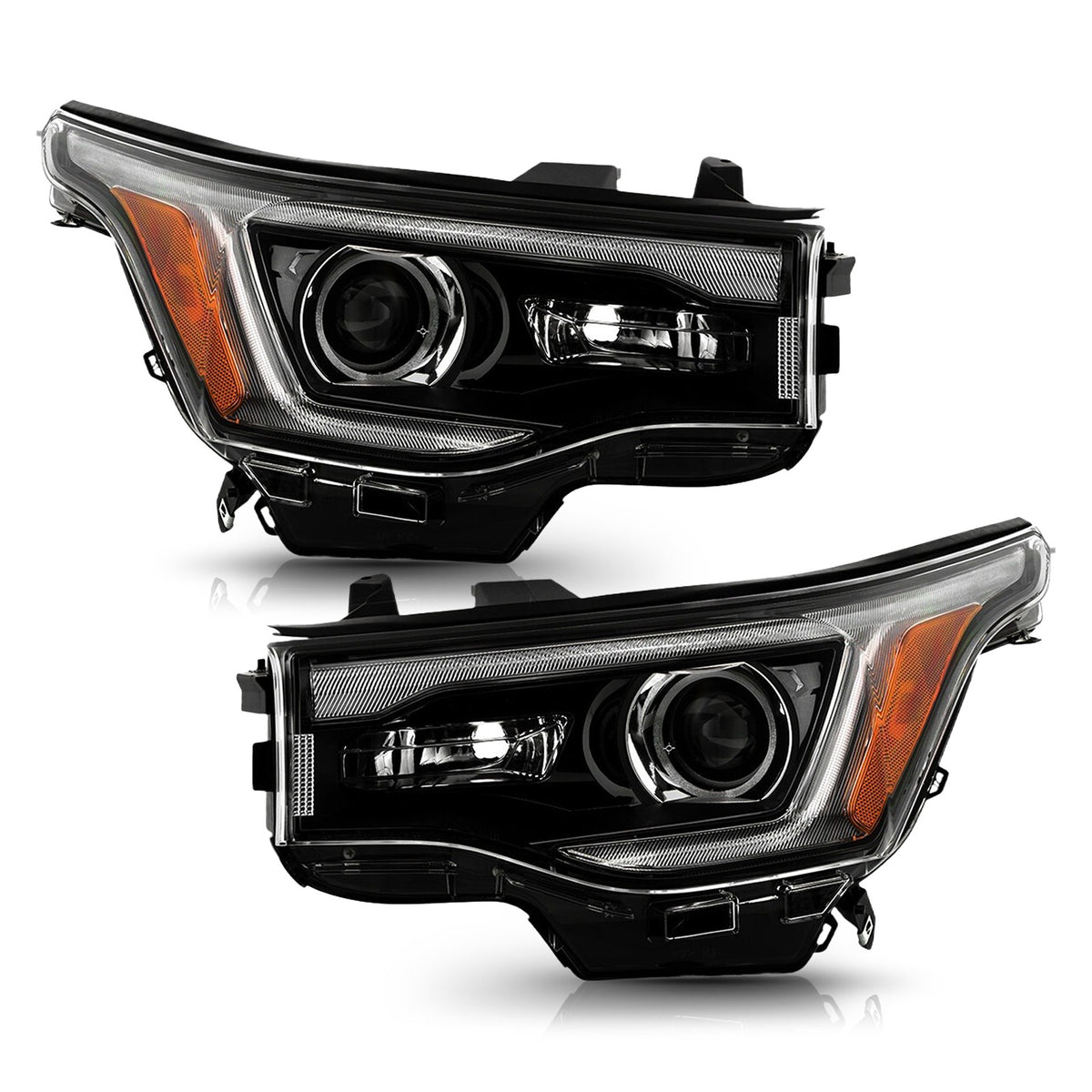 Black Halogen Headlights Pair w/ LED DRL & Bulbs for GMC Acadia (2017-2019)