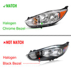 Pair halogen headlight front angle for 2014-2018 Ford Fiesta