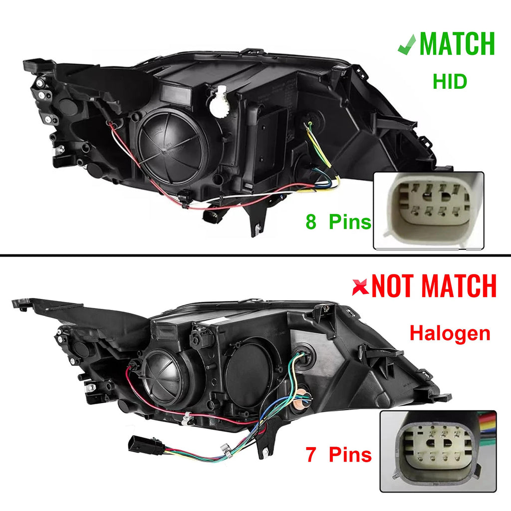 HID 8-pin connector match diagram for 2014-2020 Chevy Impala headlights