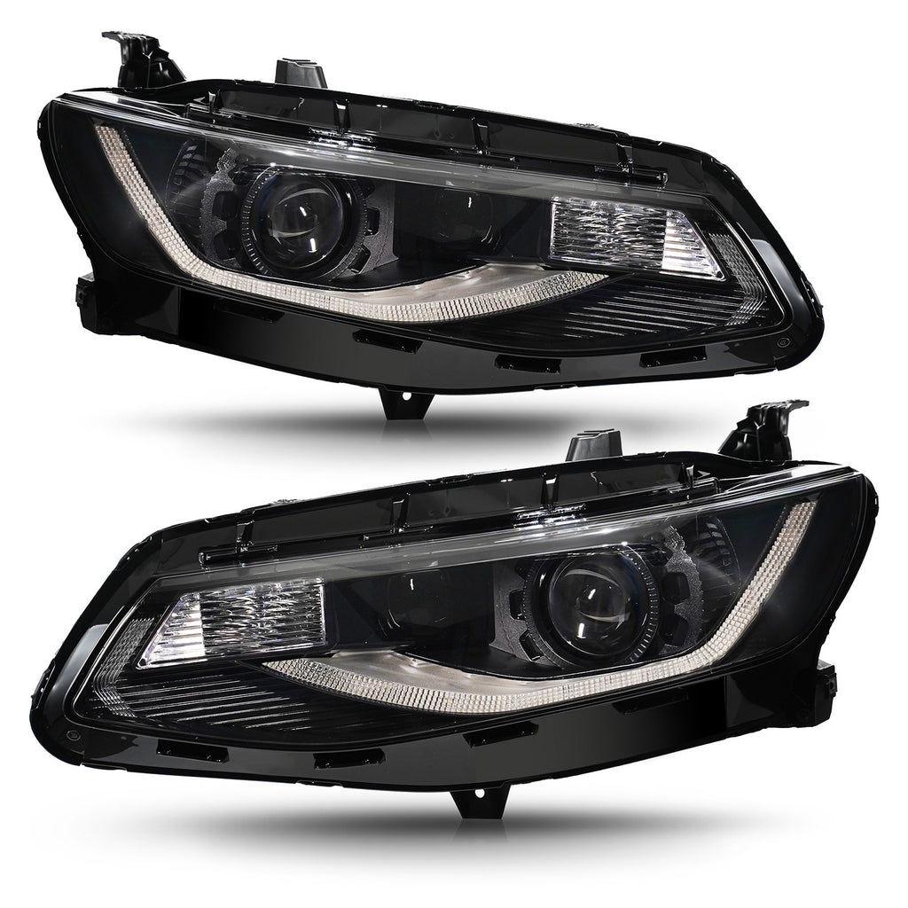 Black Halogen Projector Headlights Pair w/ Sequential Signal for Chevy Malibu (2016-2018)