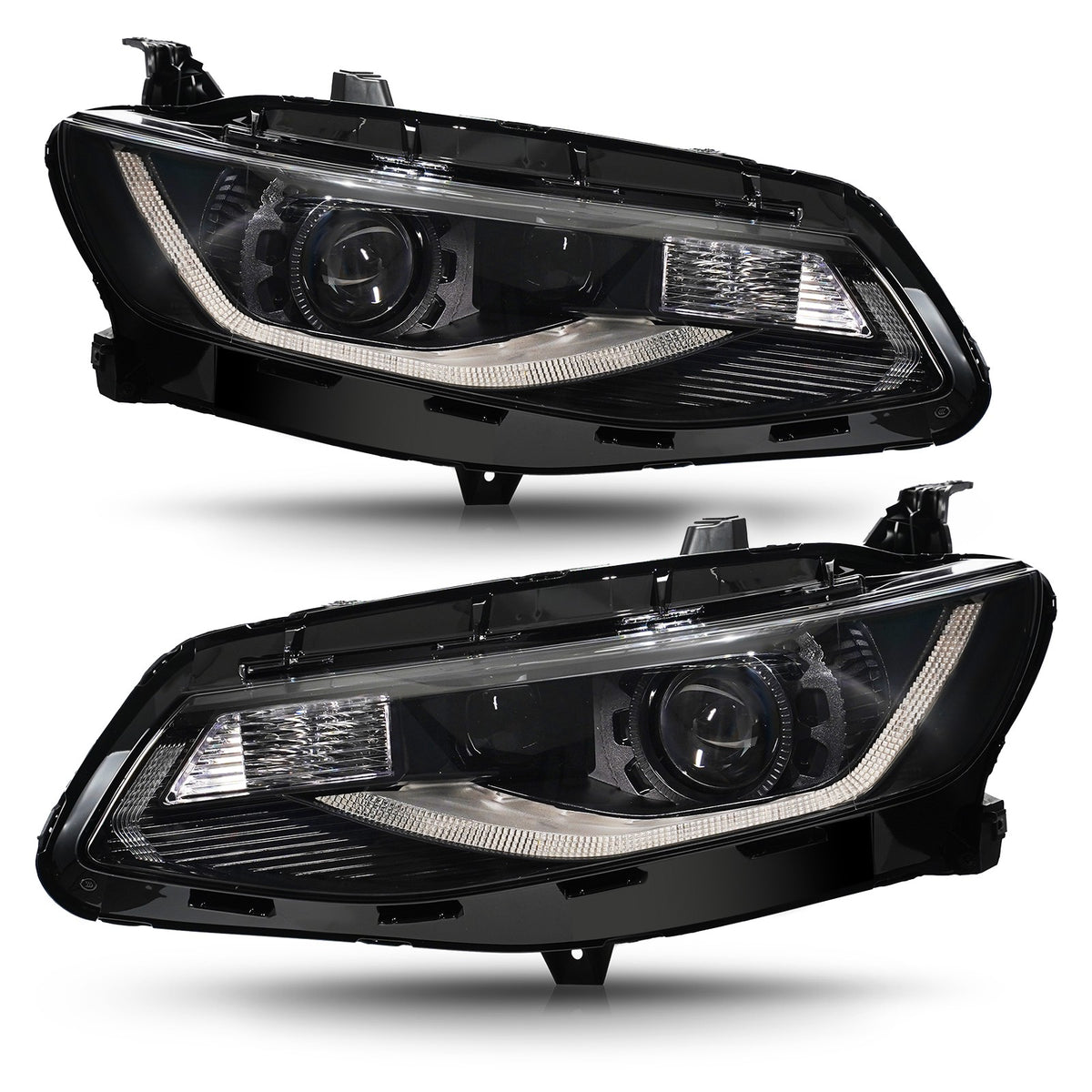 Black Halogen Projector Headlights Pair w/ Sequential Signal for Chevy Malibu (2016-2018)