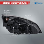 Black Halogen headlights pair front view for 2018-2024 Freightliner Cascadia