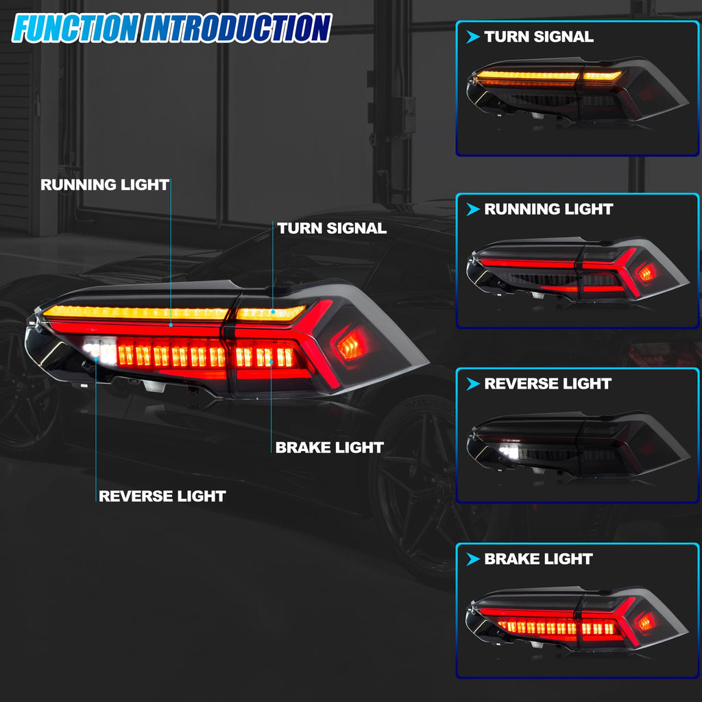 Running, brake, turn and reverse functions of the 2019-2024 Toyota RAV4 LED tail light