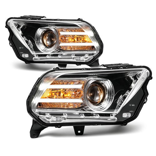 Pair projector headlight front angle for 2010-2014 Ford Mustang