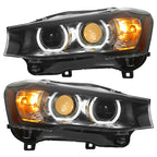 Black Halogen Projector Headlights Pair w/ Bulbs for BMW X3 F25 & X4 F26 (2015-2018)