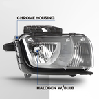 Chrome housing diagram for 2010-2013 Chevrolet Camaro headlights