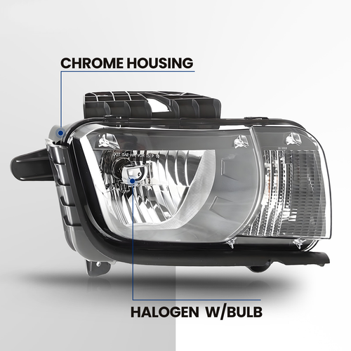 Chrome housing diagram for 2010-2013 Chevrolet Camaro headlights