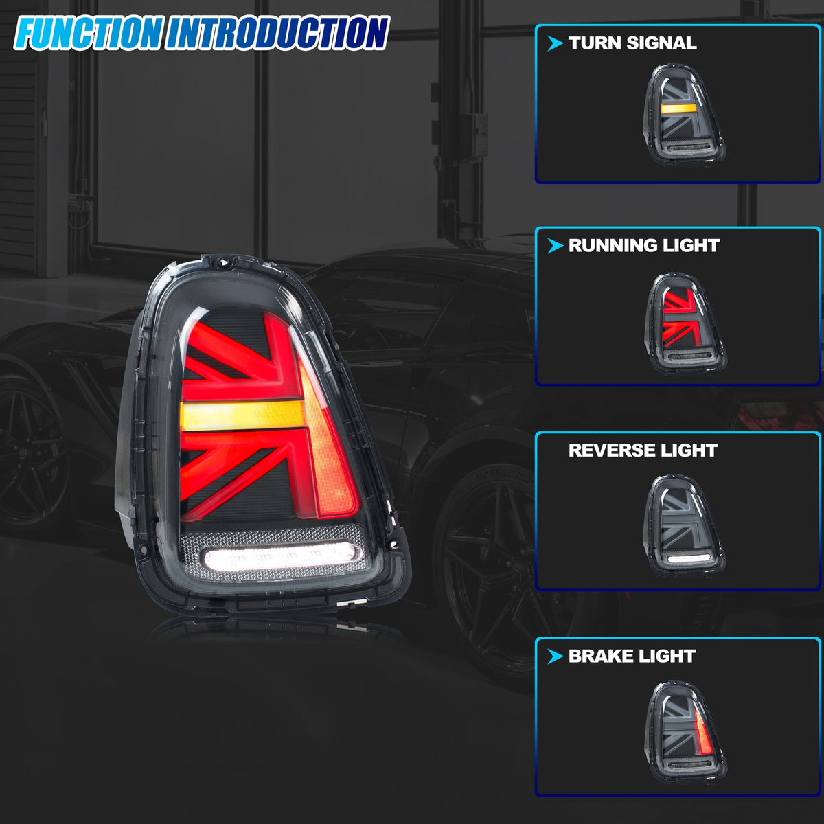 Running, brake, turn and reverse functions of the 2007-2013 Mini Cooper R56 / R57 / R58 / R59 LED tail light