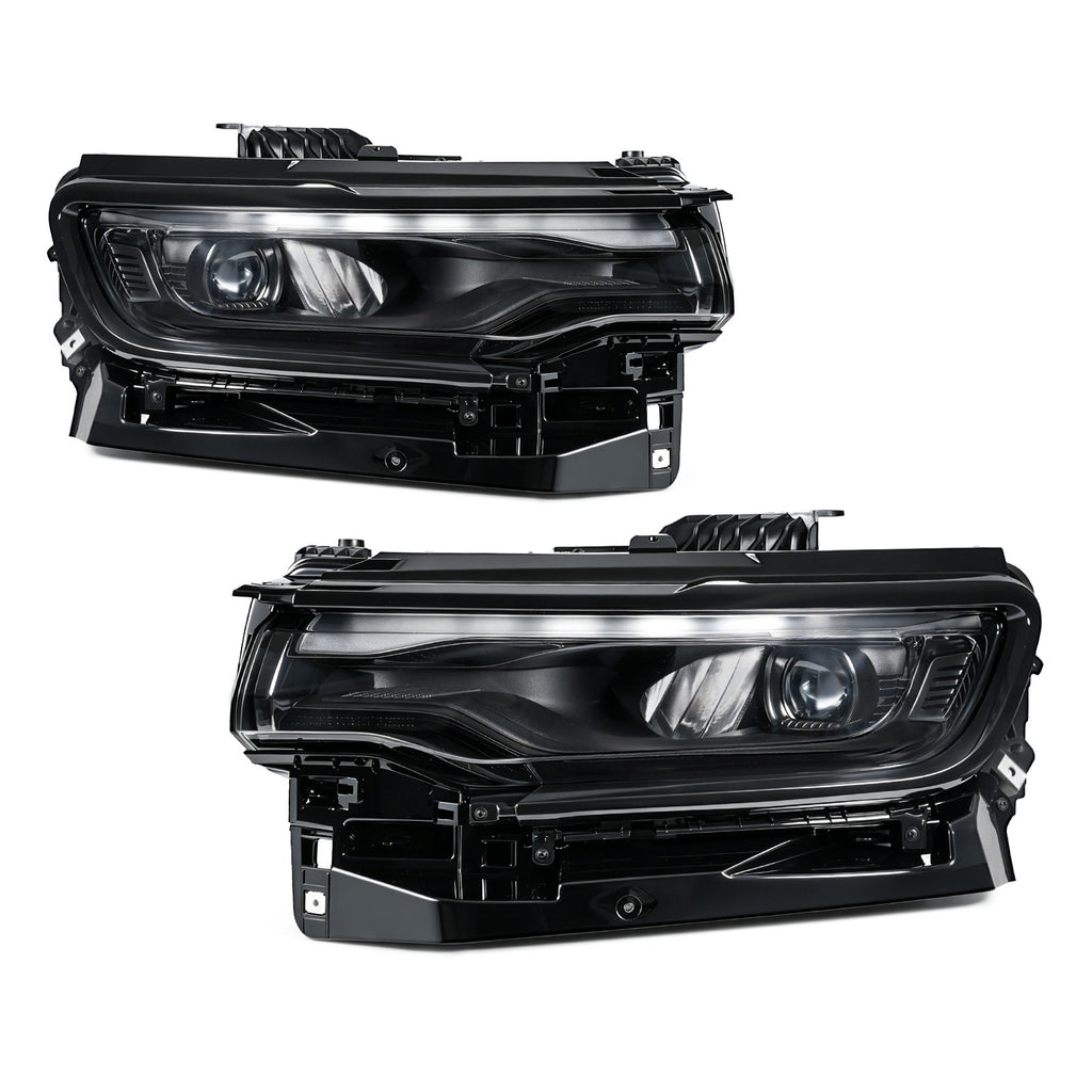 Full LED Single-Projector Headlights Pair, Black for Jeep Wagoneer (2022-2025) & Wagoneer L (2023-2025)