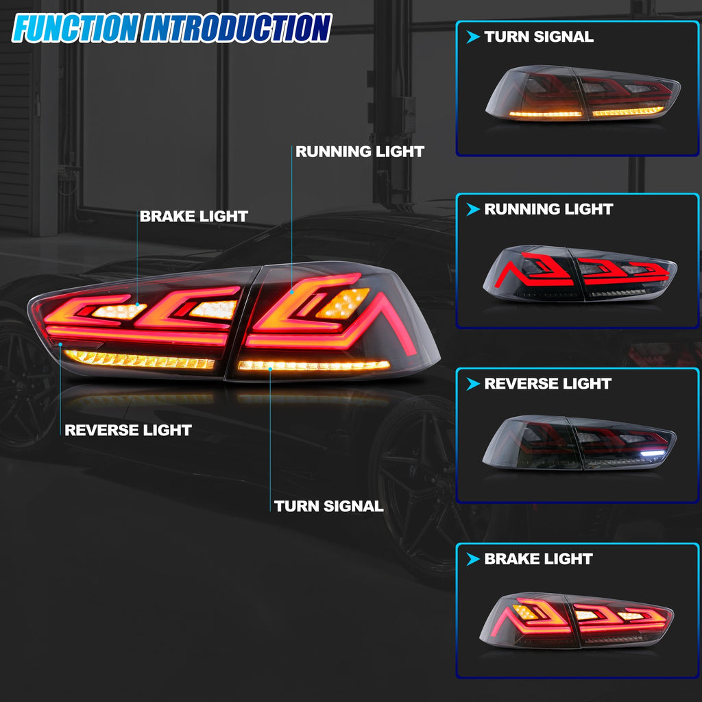 Running, brake, turn and reverse functions of the 2008-2017 Mitsubishi Lancer / Lancer Evolution X LED tail light