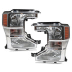 Chrome Halogen Headlights Pair w/ Bulbs for Ford F-250 F-350 F-450 Super Duty (2020-2022)