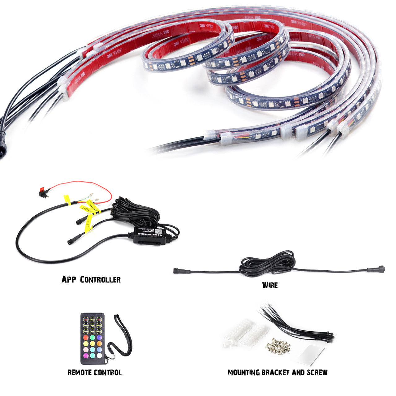 LED Under Body Fender Bumper Kit for Jeep Wrangler Flexible Wireless Lighting