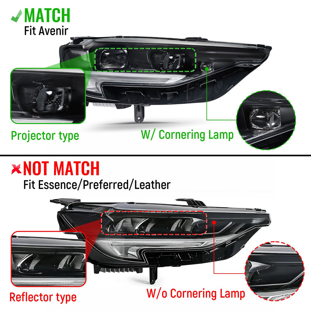 Pair LED headlight front angle for 2021-2023 Buick Envision