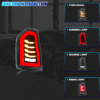 Running, brake, turn and reverse functions of the 2015-2023 Chrysler 300 LED tail light