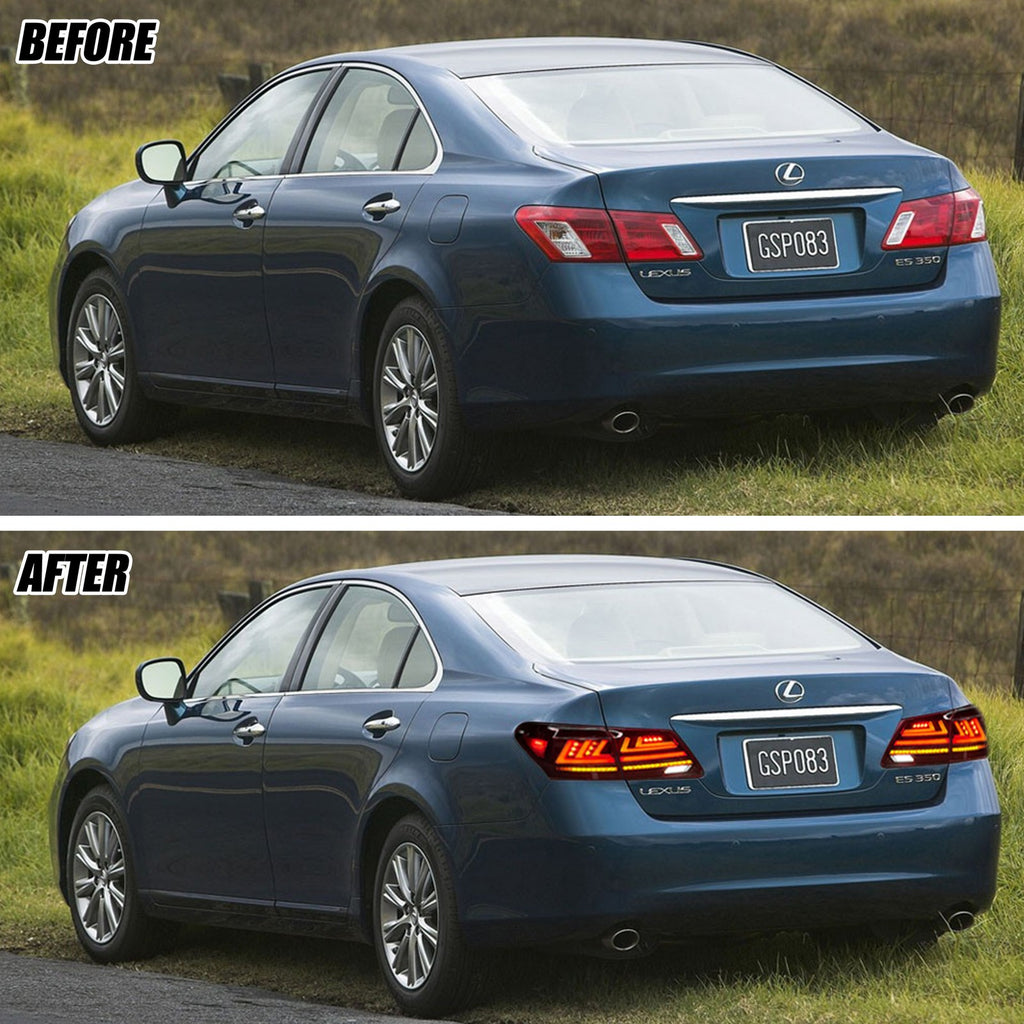 Before and after: factory vs LED tail lights on a 2007-2012 Lexus ES350