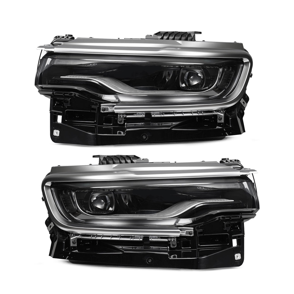 Full LED Single-Projector Headlights Pair, Chrome w/ LED Module for Jeep Wagoneer (2022-2025) & Wagoneer L (2023-2025)
