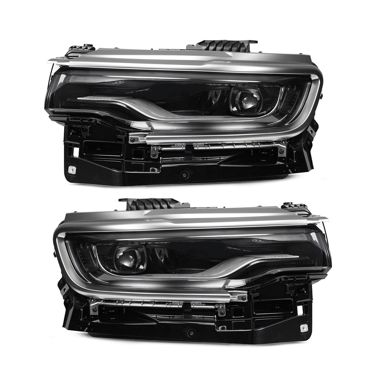 Full LED Single-Projector Headlights Pair, Chrome w/ LED Module for Jeep Wagoneer (2022-2025) & Wagoneer L (2023-2025)