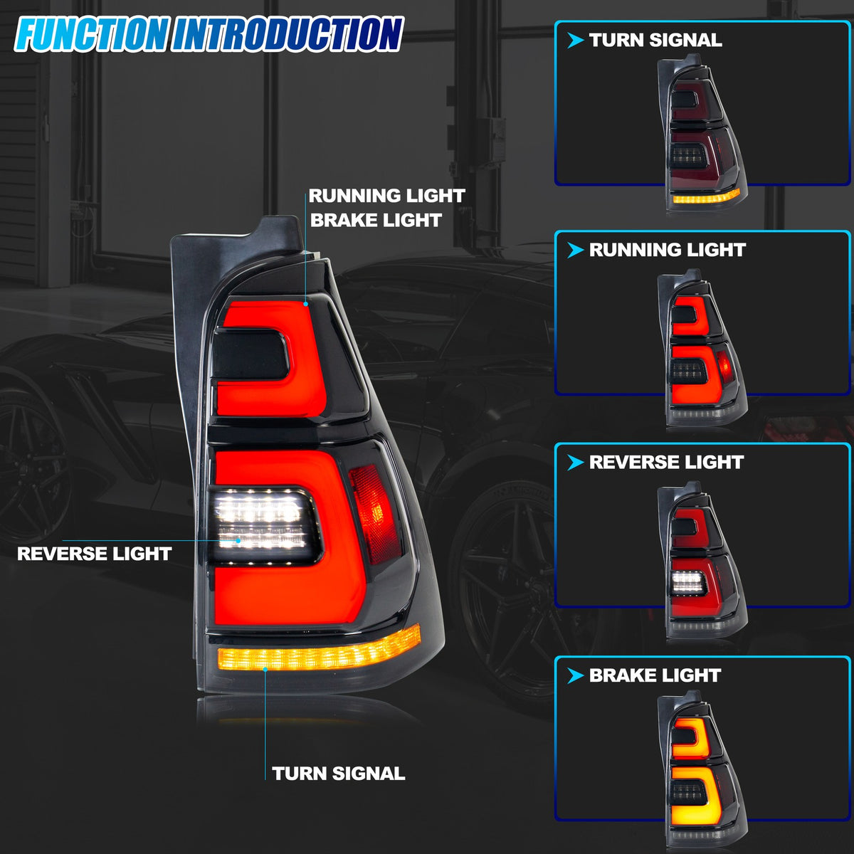 Running, brake, turn and reverse functions of the 2003-2009 Toyota 4Runner LED tail light