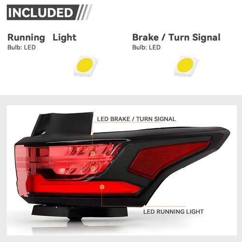 black LED outer tail light view 3 for Chevy Traverse (2018-2021)