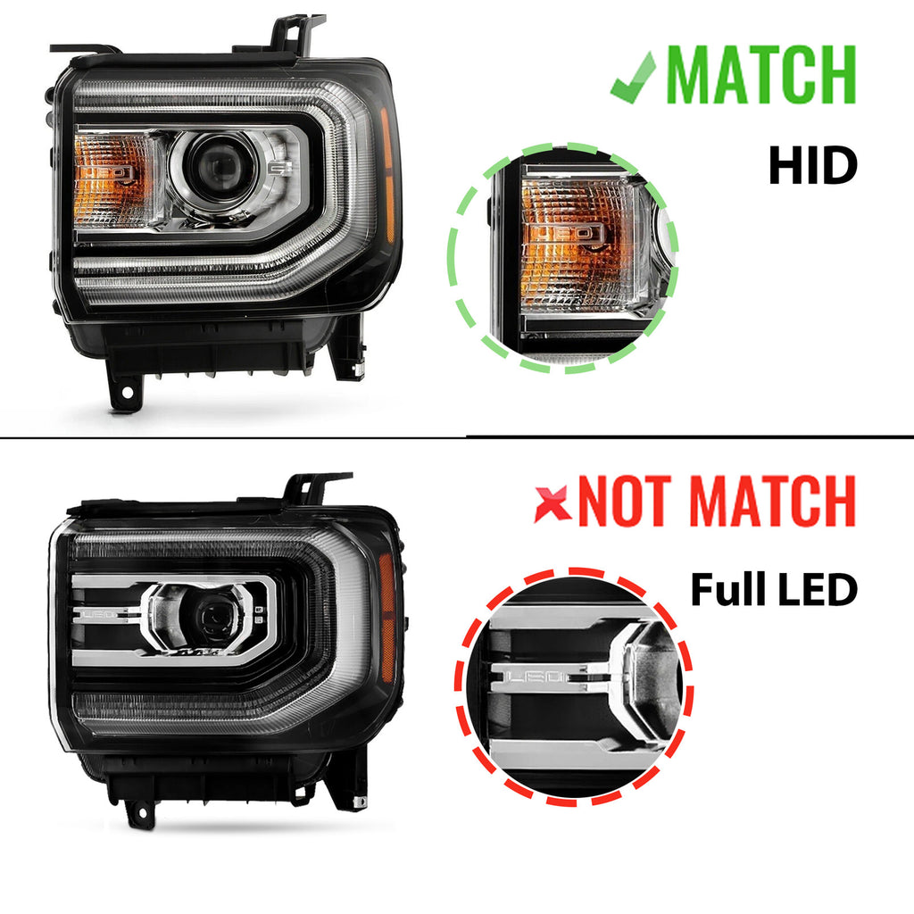 Right HID headlight side angle for 2016-2018 GMC Sierra 1500