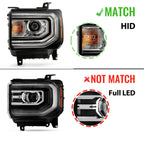 Right HID headlight side angle for 2016-2018 GMC Sierra 1500