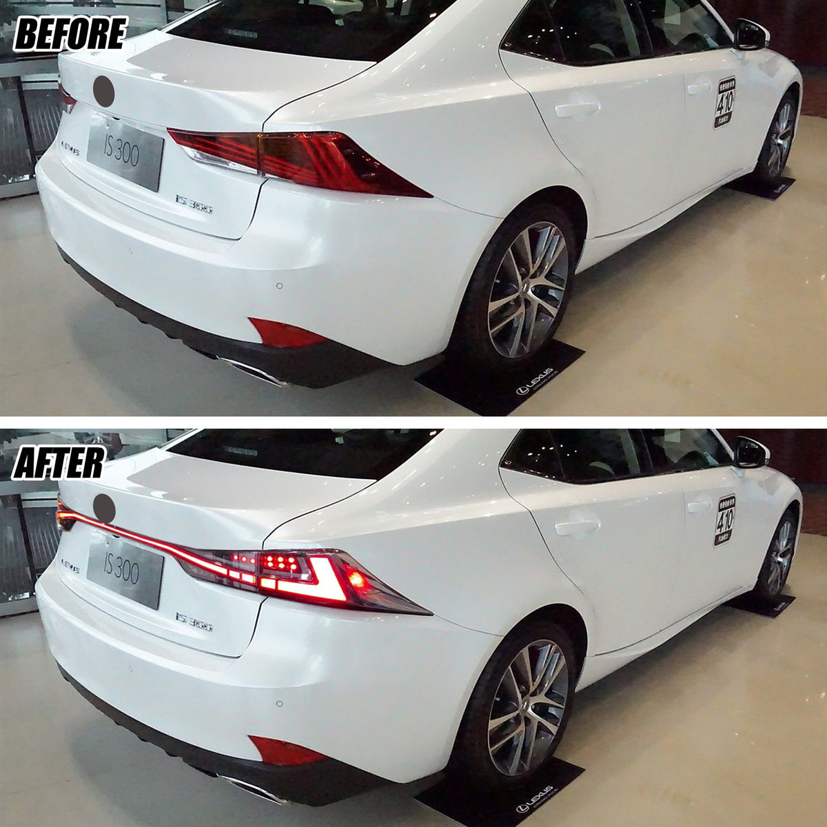 Before and after: factory vs LED tail lights on a 2014-2020 Lexus IS250 / IS350 / IS200t / IS300