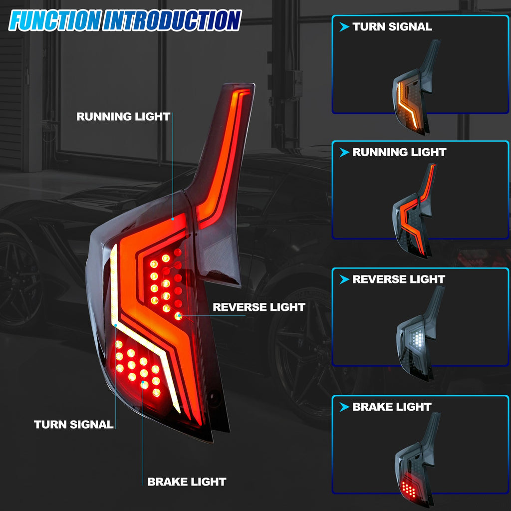 Running, brake, turn and reverse functions of the 2015-2020 Honda Fit LED tail light