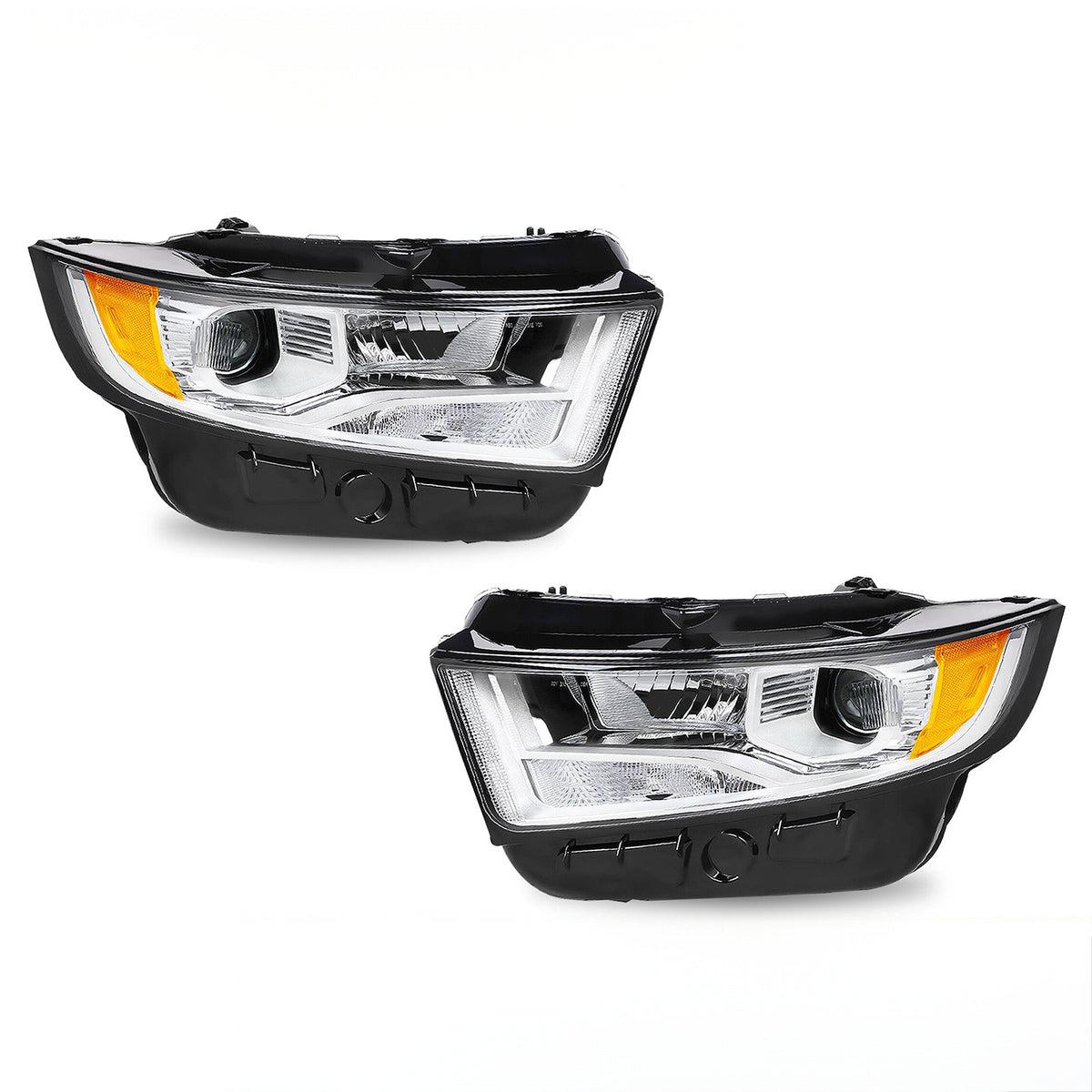 Chrome Halogen Projector Headlights Pair w/ Bulbs for Ford Edge SE SEL (2015-2018)