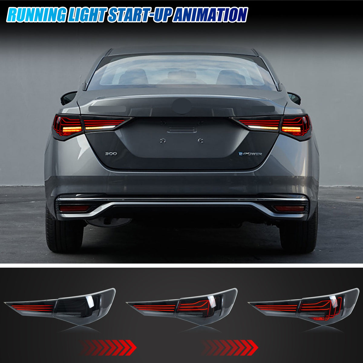 Running light start-up animation on the 2020-2025 Nissan Sentra LED tail lights