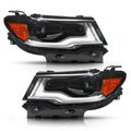 Black Halogen Projector Headlights Pair w/ LED DRL & Bulbs for Jeep Compass (2017-2021)