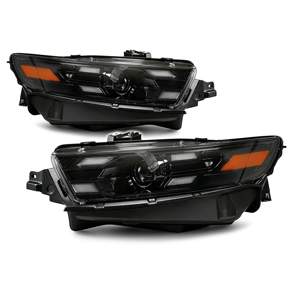 Black Full LED Projector Headlights Pair w/ Switchback DRL for Ford Taurus w/ Factory halogen (2013-2019)