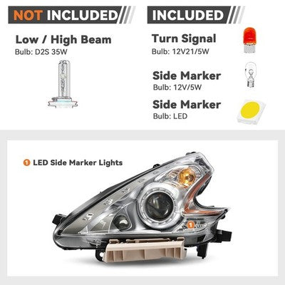 Bulb size diagram for 2009-2020 Nissan 370Z headlights