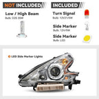 Bulb size diagram for 2009-2020 Nissan 370Z headlights
