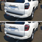 Before and after: factory vs black LED tail lights on a 2010-2024 Toyota 4Runner
