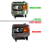 DRL style match diagram for 2014-2015 GMC Sierra 1500 headlights