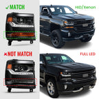 Right HID headlight side angle for 2016-2018 Chevy Silverado 1500