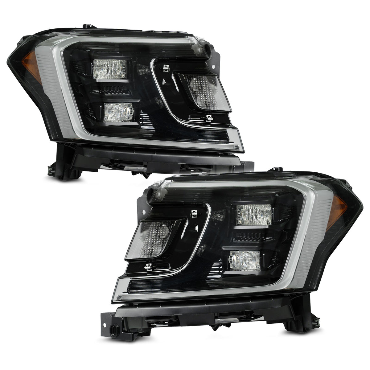 Black LED Projector Headlights Pair w/ LED DRL & Module for Ford Expedition (2018-2021)