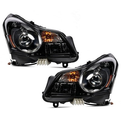 Black HID Projector headlights pair front view for 2007-2008 Infiniti G35 Sedan