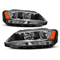 Chrome Halogen Headlights Pair w/ Bulbs for Volkswagen Jetta Sedan (2011-2018)