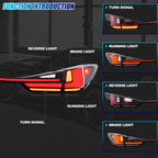 Running, brake, turn and reverse functions of the 2016-2022 Lexus RX350 / RX450h LED tail light