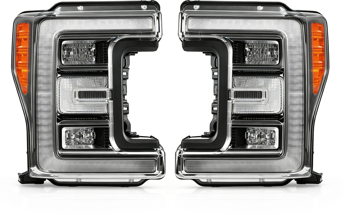 LED Headlights Pair w/ Module, Black Housing for Ford F-250 F-350 F-450 Super Duty (2017-2019)