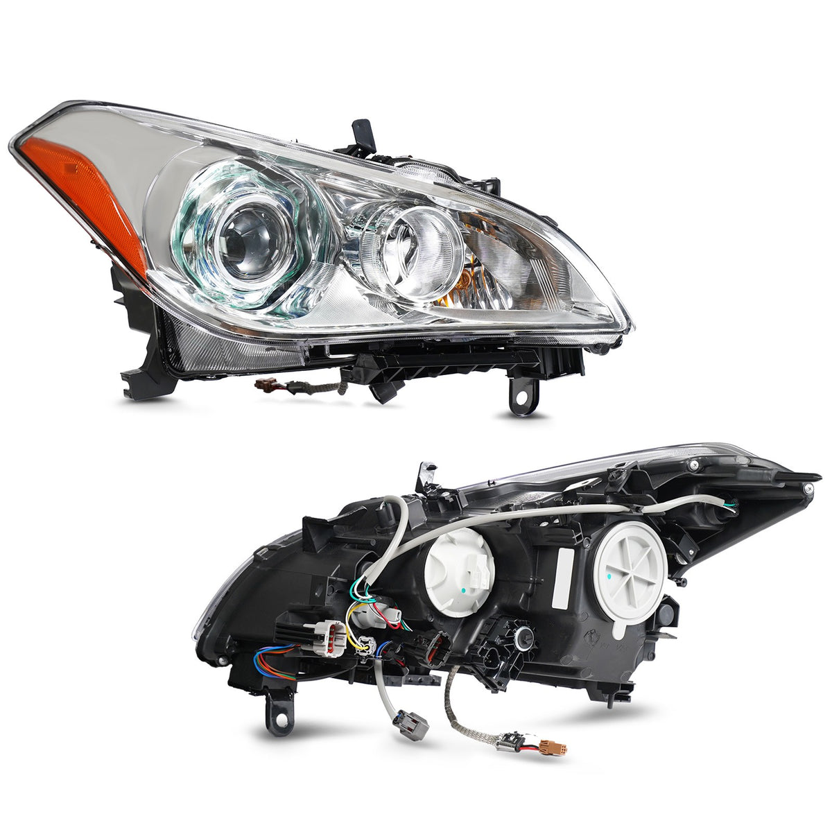 Pair HID headlight front angle for 2011-2014 Infiniti M37/M56/Q70